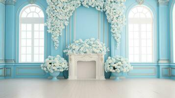 Calm Blue Wedding Ambiance, generative AI photo