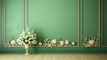 Wedding Backdrop in Shades of Green, generative AI photo