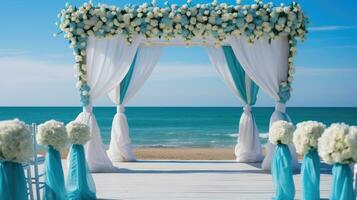 azul al aire libre Boda fondo, generativo ai foto