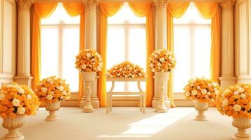 Dreamy Orange Wedding Scene, generative AI photo