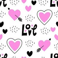 Love heart doodle seamless pattern vector