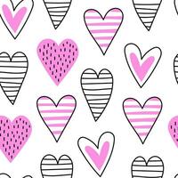 Hearts doodle seamless pattern vector