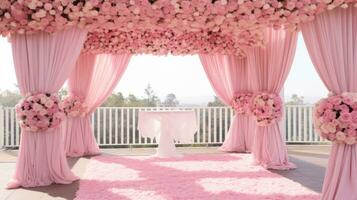 Pastel Pink Paradise Wedding, generative AI photo