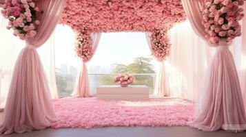 rosado romance al aire libre boda, generativo ai foto