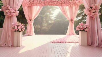 Pastel Pink Outdoor Setting, generative AI photo