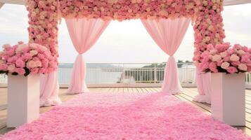 Blushing Pink Elegance Wedding, generative AI photo
