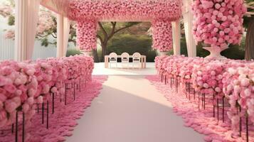 Boho Chic Pink Outdoor Affair, generative AI photo