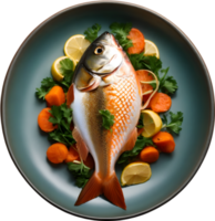 poisson sur plat, Fruit de mer plat, culinaire poisson art, délicieux poisson cuisine,ai génératif png