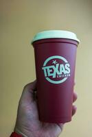 Bangkok, Thailand - October 15, 2023 Texas drink cup for free when purchasing food and beverages of 229 bath. Texas Chicken fast food restaurants photo