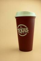 Bangkok, Thailand - October 11, 2023 Texas drink cup for free when purchasing food and beverages of 229 bath. Texas Chicken fast food restaurants photo