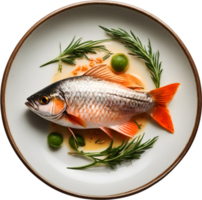 poisson sur plat, Fruit de mer plat, culinaire poisson art, délicieux poisson cuisine,ai génératif png