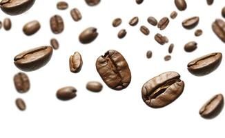 Coffee Bean flying on white background, 3d illustration. Generative AI photo