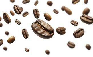 Coffee Bean flying on white background, 3d illustration. Generative AI photo