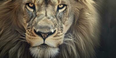 Close up of an African lion. Generative AI photo