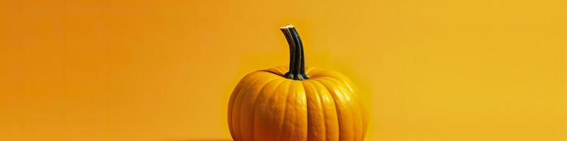 un calabaza en contra un amarillo antecedentes. generativo ai foto