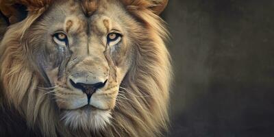 cerca arriba de un africano león. generativo ai foto