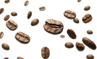 Coffee Bean flying on white background, 3d illustration. Generative AI photo