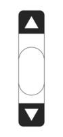 Vertical scroll bar black and white 2D line cartoon object. Old fashioned style scroller web scrollbar isolated vector outline item. Retro 80s slider control monochromatic flat spot illustration