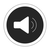 Push button audio black and white 2D line cartoon object. Adjust sound control volume isolated vector outline item. Play media. Change button computer speaker monochromatic flat spot illustration