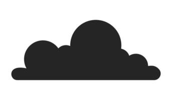 Filled cloud shape black and white 2D line cartoon object. Overcast cloudscape isolated vector outline item. Dramatic moody cloud. Cumulus dusk meteorology monochromatic flat spot illustration