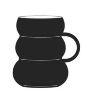 Nordic style ceramic mug black and white 2D line cartoon object. Unique drinkware isolated vector outline item. Scandinavian handmade pottery cup with handle monochromatic flat spot illustration