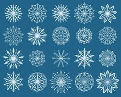 hermosa copos de nieve invierno conjunto vector ilustración