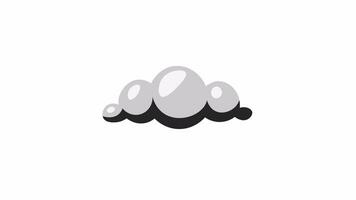 Grey cloud floating bw 2D object animation. Springtime weather outline cartoon 4K video, alpha channel. Forecasting. Morning sky. Fluffy cloudy shape animated element isolated on white background video