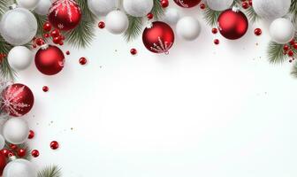 Christmas border with a free space in-center. White and red color theme AI Generated photo