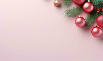 christmas frame border light pink background AI Generated photo