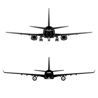 vlak en luchtvaart silhouet icoon overlappen. vliegtuig en vliegtuig vorm en vormen. grafisch hulpbron en achtergrond. PNG