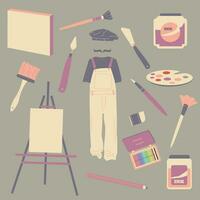 set of painting objects vector