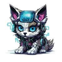 gato cyberpunk vector