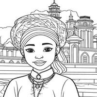 african princess coloring page vector
