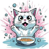 cat use telekinesis for food vector