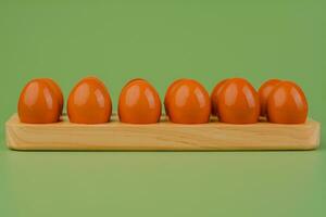 Fresh chicken eggs, animal eggs in egg stalls Arrange the eggs in order brown eggshell high protein food photo