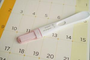 Pregnancy test for female of ovulation day, fetus, maternity, childbirth, birth control. photo