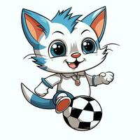 cat play soccer vector
