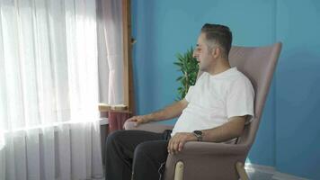 The man shouting for help from the window. video