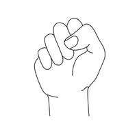 vector illustration of raising hands clenched fist showing the power of protest , hand drawn fist is raised isolated on white background.