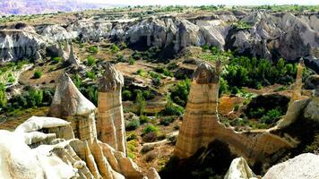 Aerial view of Love Valley at Goreme National Park in Cappadocia, Turkey video