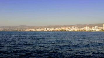 View of blue waves water Mediterranean Sea and rocks in Turkey . video