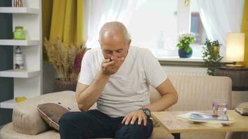 The sick man can't stop coughing. video