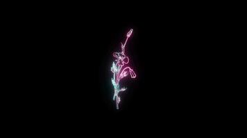 flowers with a glowing neon effect animated abstract motion on black background video