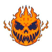 Skull Fire Halloween Illustration vector