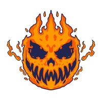 Skull Fire Halloween Illustration vector