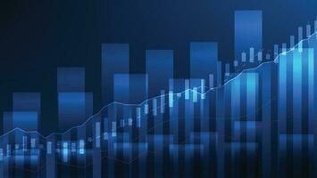 financiero negocio Estadísticas con bar grafico y candelero gráfico espectáculo valores mercado precio en oscuro azul antecedentes vector