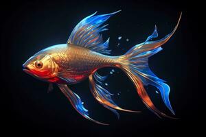 3d rendering. fish on black background. Generative AI photo