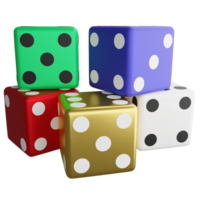 Colorful dice clipart flat design icon isolated on transparent background, 3D render entertainment and board game concept png