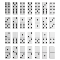 Domino all pieces clipart flat design icon isolated on transparent background, 3D render entertainment and toy concept png