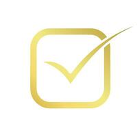 gold check mark icon square gold certification seal vector